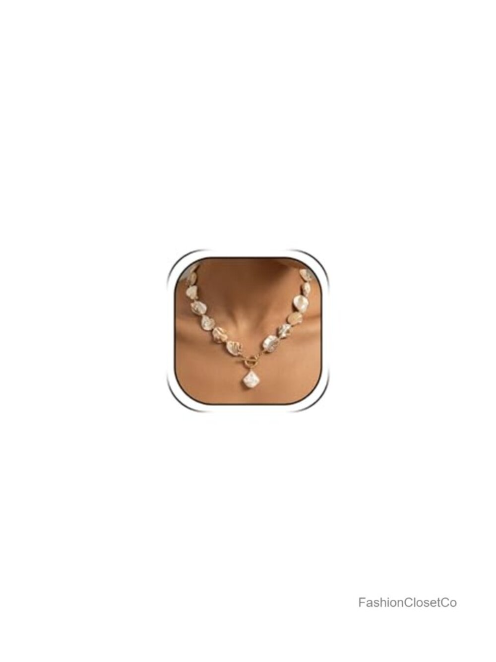 Chunky Shell Choker Necklace with Pearl Pendant Summer Beach Vacation Jewelry
